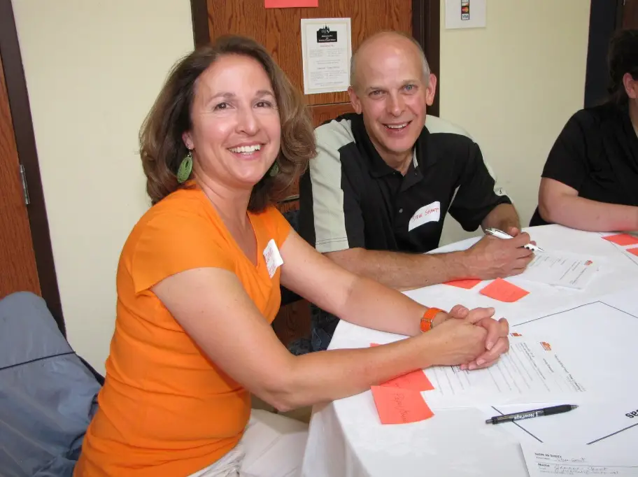 Man and woman smiling