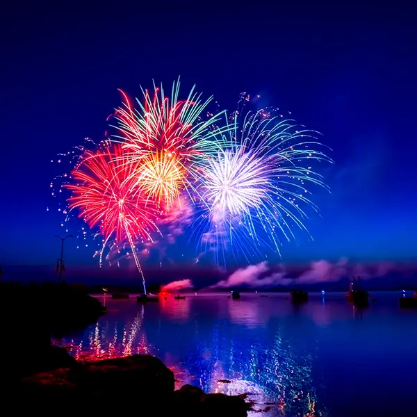 Fireworks over water